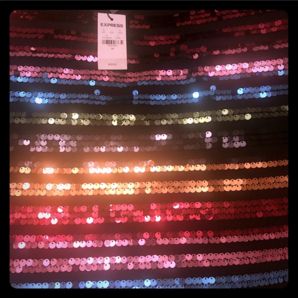 Express black sequin mini skirt